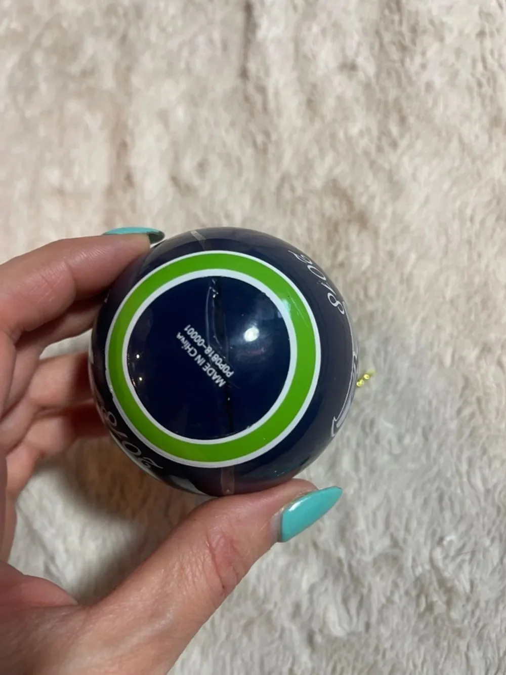 Seattle Seahawks Navy & Lime 'Happy Holidays' 2018 Ornament